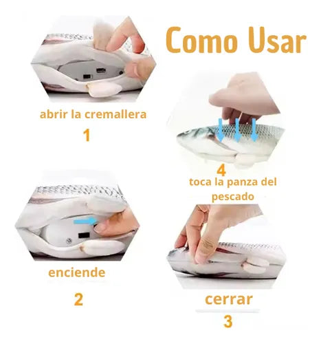 Juguete Pez Interactivo USB con Catnip Sensor Recargable Motor Extraíble