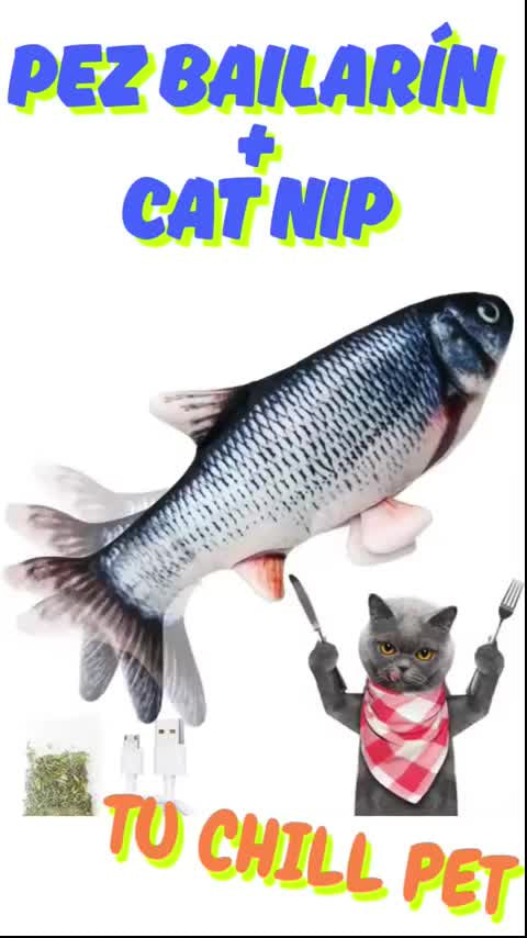 Juguete Pez Interactivo USB con Catnip Sensor Recargable Motor Extraíble