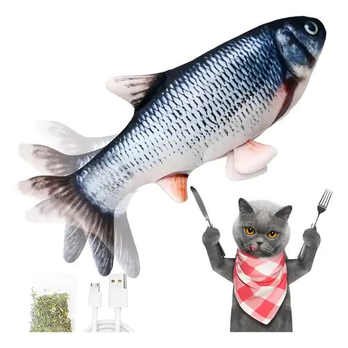 Juguete Pez Interactivo USB con Catnip Sensor Recargable Motor Extraíble