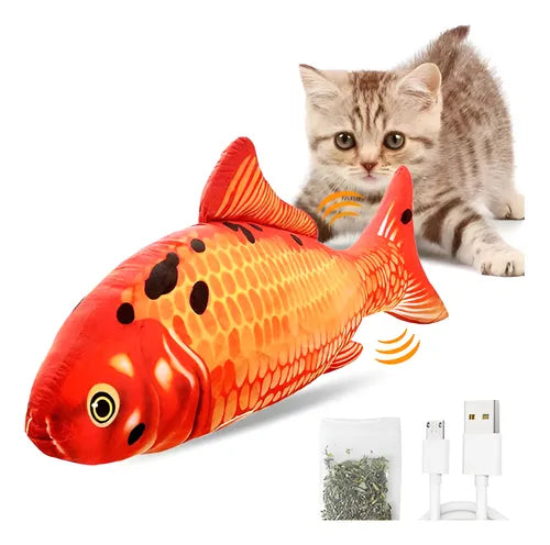 Juguete Pez Interactivo USB con Catnip Sensor Recargable Motor Extraíble